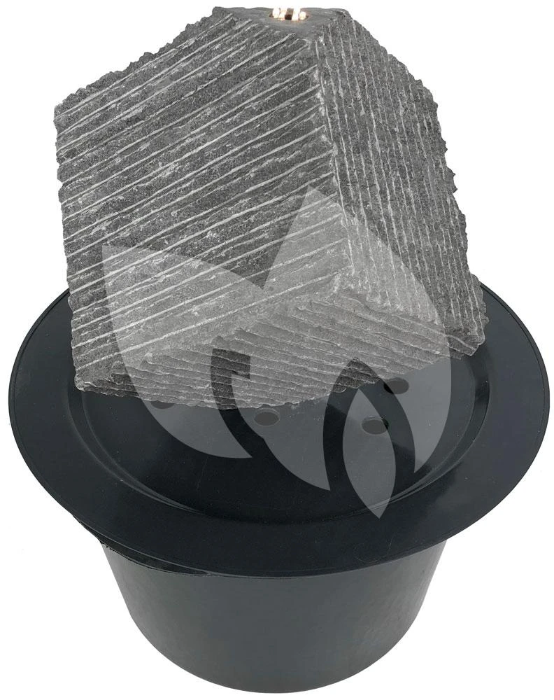 Kubus Waterornament Natuursteen LED 38 Cm Doorsnede 1 Kubus Waterornament Natuursteen LED 38 Cm Doorsnede